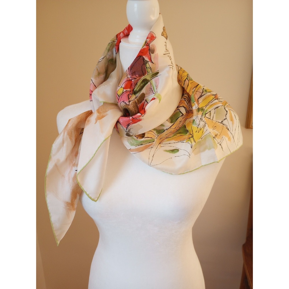 VTG 1950/60s Pell S.S.Homeric/Oceanic Home Lines Silk Scarf Hand Roll/Stitch EUC